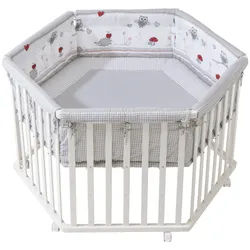 Roba Laufgitter 6-eckig, Adam & Eule , Holzwerkstoff , Tiere , Sechseckig , 118.5x72.5x103.5 cm , Babymöbel & Kindermöbel, Babyzimmer, Laufgitter