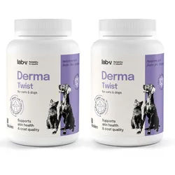 Lab-v Derma Twist - Haut-, Fell- und Barriereunterstützung für Hunde und Katzen 2x60 Kapseln zum Aufdrehen