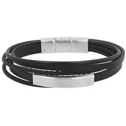 TOM TAILOR Lederarmband Schmuck Geschenk Edelstahl Leder schwarz