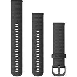 Garmin Schnell-Wechsel Silikon Armband 20mm Schwarz / Schnalle Schiefergrau + Einstellband L