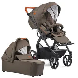 Gesslein Kinderwagenset , Olivgrün, Cognac , Textil , 4-teilig , 57x129x100 cm , EN 1888, UV 50+, Made in Germany , Feststellbremse, Federung, kugelgelagerte Räder, für Babyschale geeignet, Griff in Lederoptik, Reflektorstreifen,5-Punkt-Gurt, Gurtschoner, Schutzbügel abnehmbar, Verdeck abnehmbar, Sichtfenster, Sitz umsetzbar,Matratze, zusammenklappbar, Bezug abnehmbar und waschbar , Baby on Tour, Kinderwagen, Kombikinderwagen