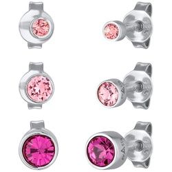 Elli - Stecker Set Kristalle Rosa 925 Silber Ohrringe Damen