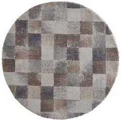 TaraCarpet Teppich Tara Carpet Berber Karo, rund, Höhe: 27 mm, rund grau rund | 120 cm x 120 cm x 27 mm