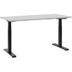 Beliani Schreibtisch grau/schwarz 130/72/63-128 cm Destin , Grau , Holzwerkstoff , 130x63x72 cm , Büromöbel, Schreibtische, Schreibtische