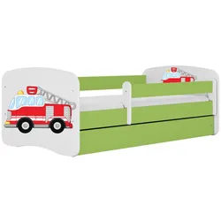 Raumhirsch Furniture Kinderbett Löschzug mit Schublade 140/70 80/61/144 , Grün , Holzwerkstoff , Rechteckig , 70x140 cm , FSC 100% , Babymöbel & Kindermöbel, Kinderzimmer & Jugendzimmer, Kinderbetten