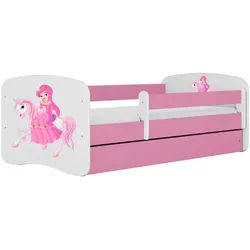 Raumhirsch Furniture Kinderbett 70x140, 80x160, 80x180 cm - Komplettset mit Schublade (Bett für Mädchen, Einzelbett Kinder 2–12, mit Rausfallschutz & Lattenrost), verschiedene Farben & Designs rosa