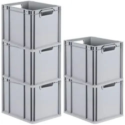 PROREGAL 5x Eurobox NextGen Grip | HxBxT 32x30x40cm | 30 Liter | Griffe offen | Glatter Boden | Eurobehälter