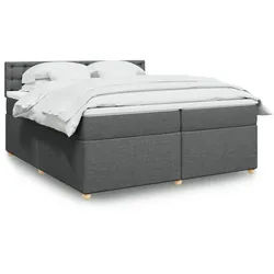 vidaXL Boxspringbett, Boxspringbett mit Matratze Dunkelgrau 200x200 cm Stoff
