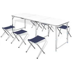 vidaXL Campingtisch 180 x 60 cm Klappbarer Campingtisch mit 4 Hocker Höhenverstellbar 180x