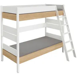 Paidi Etagenbett , Weiß, Eichefarben , Holz, Holzwerkstoff , Buche , massiv , Höhe ca. 14 cm , 90x200 cm , Blauer Engel, Goldenes M , in verschiedenen Größen erhältlich , Babymöbel & Kindermöbel, Kinderzimmer & Jugendzimmer, Stockbetten