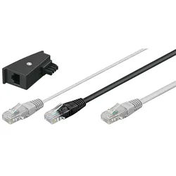 Goobay TAE Telefon Adapter Stecker - 2x RJ45-Stecker > RJ45-Stecker (8P8C) + TAE-F-Stecker