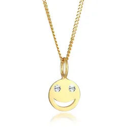Elli Kette mit Anhänger mit Smiling Face 925 Silber, mit Kristallen von Swarovski®, Smiling Face silberfarben 55