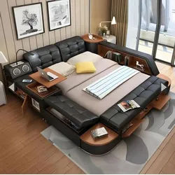 Xlmoebel Multimediabett Multifunktionsbett in Grau mit Schlafsofa- und Doppelbett-Funktion (Bett), Hergestellt in Europa schwarz 240 cm x 100 cm