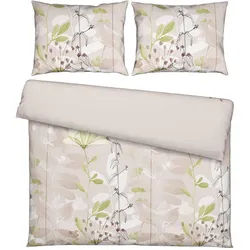 Bettwäsche Loala XXL Grün/Beige ca. 200x220cm