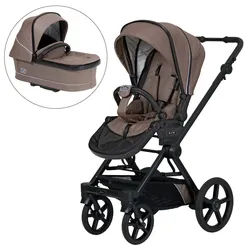 Hartan Kinderwagenset , Cappuccino , Textil , 3-teilig , 58x119x94 cm , EN 1888, UV 50+, AZO-frei, Made in Germany , Feststellbremse, Fußstütze abklappbar, Federung, kugelgelagerte Räder, 5-Punkte-Gurt, Handbremse, für Babyschale geeignet, Griff in Lederoptik, Sitz umsetzbar, Reflektorstreifen, abnehmbarer Schutzbügel,5-Punkt-Gurt, Gurtschoner, Schutzbügel abnehmbar, Sitz umsetzbar , Baby on Tour, Kinderwagen, Kombikinderwagen