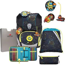 DerDieDas ErgoFlex Tiny Exklusiv LED Schulrucksack 5-teiliges Set Crazy