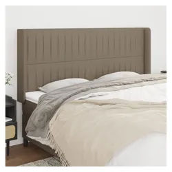 vidaXL Bett, Kopfteil mit Ohren Taupe 183x16x118/128 cm Stoff