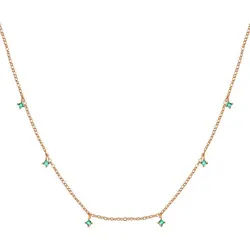 Hey Happiness Silberkette Kristall Anhänger, 18K Roségold vergoldet, Silber 925 Damen Halskette, Klare/ Grüne Zirkonia rosa