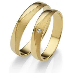 Trauring FIRETTI "Schmuck Geschenk Gold 375 Hochzeit Ehering "LIEBE" Gr. 50, gold (gelbgoldfarben), Fingerringe, Damen, 50, 0,01 SI = kleine Einschlüsse mit Brillant, Gelbgold 375, 4mm, Trauring, Made in Germany, wahlweise mit oder ohne Brillant