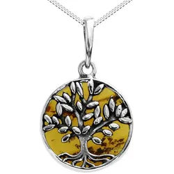 OSTSEE-SCHMUCK Kette mit Anhänger Ostsee-Schmuck Kette mit Anhänger Lebensbaum 17 mm (2-tlg) silberfarben 60 cm