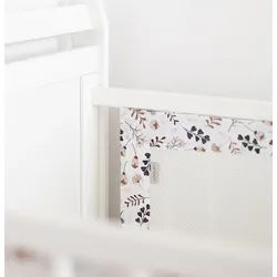 Loolay Babybett Atmungsaktiv 2 TLG. Netzstoff BETTUMRANDUNG für 140x70 o.120x60cm Bett, 120 x 30 o. 110 x 30 cm Umrandung für Babybett Sprossen Bett Schutz braun 130 cm