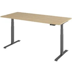 BaseLite Schreibtisch höhenverstellbar (elektisch) »Base« 180 cm Gestell grafitfarben braun, 180x129.5x80 cm