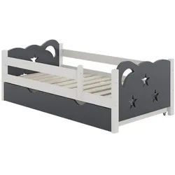 VitaliSpa Kinderbett Jessica Grau 70x140 cm mit Schublade, ohne Matratze , Holzwerkstoff , Rechteckig , 146x53x76 cm , Babymöbel & Kindermöbel, Kinderzimmer & Jugendzimmer, Kinderbetten, Kinderbetten & Jugendbetten