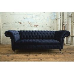 JVmoebel Chesterfield-Sofa, Chesterfield 3 Sitzer Sofa Design Sofa Couch 225 cm blau