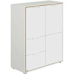 Paidi Babyregal , Weiß, Eichefarben , Holzwerkstoff , 5 Fächer , 2 Schublade(n) Schubladen , 97.2x115.2x38.8 cm , Blauer Engel, Goldenes M , Babymöbel & Kindermöbel, Babyzimmer, Babyzimmer-Serien