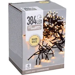 LED-Clusterlichterkette Büschel warmweiß, 384 LEDs, sw Kabel, Innen/Außen, 6m