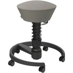 Aeris Bürohocker , Grau, Schwarz , Metall, Textil , Rollen, C-Form, rund , 55x45.66x55 cm , Made in Germany, Oeko-Tex® Standard 100, AGR-geprüft , Büromöbel, Bürostühle, Bürohocker