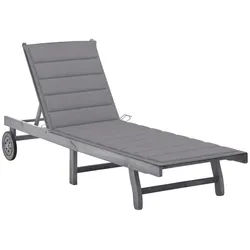 vidaXL Gartenliege 200 x 63 x 85 cm Gartenliege Sonnenliege Rollliege mit hellgrauer Aufl grau