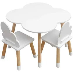 Mobili Rebecca Kindertisch MIT 2 Stühlen Weiß 60/60/44 cm , Holzwerkstoff , Rund , 60x44x60 cm , Kinder- & Jugendzimmer, Kindermöbel, Kindersitzmöbel & -tische, Kindersitzgruppen