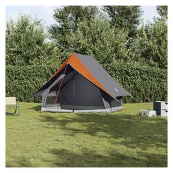 furnicato Faltzelt Familienzelt Grau und Orange 220 x 220 x 184 cm, (1 tlg) grau|orange 220 cm x 220 cm x 184 cm