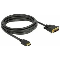 Delock HDMI zu DVI 24+1 Kabel bidirektional 3 m 85655 HDMI-Kabel, dreifach geschirmt, vergoldete Steckkontakte