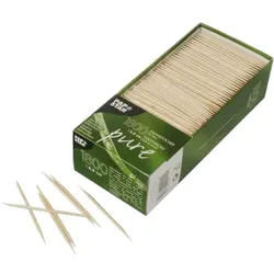 Papstar Pure Zahnstocher, Rund, aus Holz, 1 Packung = 1800 Stück, Länge: 6,8 cm