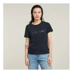 G-Star für Damen. D25064-A870-3873 T-shirt G-script glänzend navy (XXS), Lässig, Kurzarm, Bio-Baumwolle, Nachhaltig, Marine