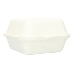 Verive Menübox Bagasse, ungeteilt, 15,3 x 14,7 x 4,2 cm, 350 ml, Rechteckige Burgerbox für trockene und feuchte Lebensmittel, 1 Karton = 10 Packungen à 50 Stück
