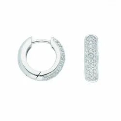 Adelia ́s Paar Creolen Damen 333 Weißgold Ohrringe Creolen mit Zirkonia Ø 13,9 mm, mit Zirkonia Goldschmuck für Damen silberfarben