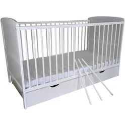 Kids Collective Babybett 70x140 cm mit Schublade und Matratze in weiss , Holz , Kiefer , 70x140 cm , Babymöbel & Kindermöbel, Babyzimmer, Babybetten, Gitterbetten