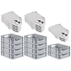 PROREGAL 10x Eurobox NextGen Grip mit Scharnierdeckel & schwarzen Verschlüssen | HxBxT 12x30x40cm | 11 Liter | Griffe offen | Glatter Boden