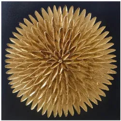 Monee Ölgemälde , Braun, Schwarz, Goldfarben , Holz, Textil , Tanne , massiv , quadratisch , 55x55 cm , Keilrahmen , Bilder & Rahmen, Bilder, Ölbilder