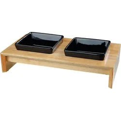 TRIXIE Napf-Set Keramik/Holz 2 x 0,4 Liter
