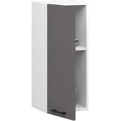 Raumhirsch Furniture Hängeschrank Eleganter Hängeschrank Küche - Platzsparend & modern - Oberschrank 30 cm hochglanz weiß, höhenverstellbar, pflegeleicht, Soft-Close grau|weiß 30 cm x 72 cm x 30 cm
