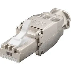 Goobay Werkzeugfreier RJ45 Stecker CAT 6A STP geschirmt - Für 9,0-mm-Kabeldurchmesser, Klemmleiste für werkzeugfreie LSA-Montage