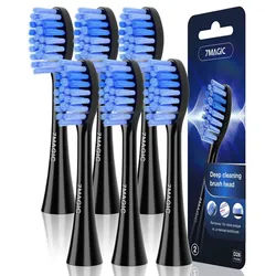 7MAGIC Aufsteckbürsten Ersatzbürsten Kompatibel mit 7MAGIC D26 Elektrischen Zahnbürste, Ersatzbürsten für Schallzahnbürste, Zahnbürstenköpfe Schwarz, Arbeitet mit Precision Clean, 3D Whitening, Sensitive Clean, U-förmige Borsten, Standardgröße, PEDEX-Bürstenkopf schwarz