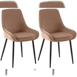 Décoshop26 -Set aus 2 eleganten bequemen Esszimmerstühlen im modernen Design bezogen mit braunem Samt und mit schwarzem 10_0007630