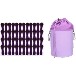 trendfinding Wäscheklammern 48 Wäscheklammern Lila Edelstahl, 1 Canvas Wäscheklammerbeutel Flieder, Mit neuester Klammertechnik für empfindliche Wäsche bunt|lila