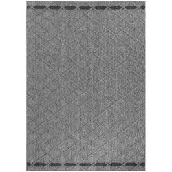 Carpetsale24 In-& Outdoor Teppich Wetterfest, Grau 80x150 cm, Rauten Design, Hoch-Tief-Effekt, für Balkon, Terasse, Küche oder Wohnzimmer