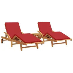 vidaXL Gartenliege Sonnenliege 3 pcs Rot 200 x 67 x 84 cm Massivholz, 3 St. rot